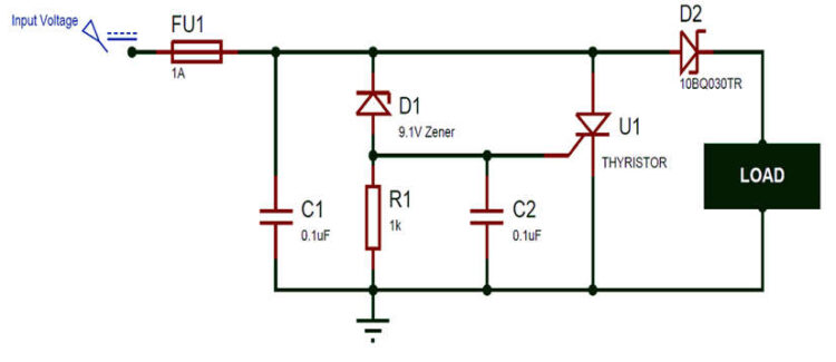 SCR Thyristor Crowbar : Over-Voltage Protection Circuit, Limitations ...